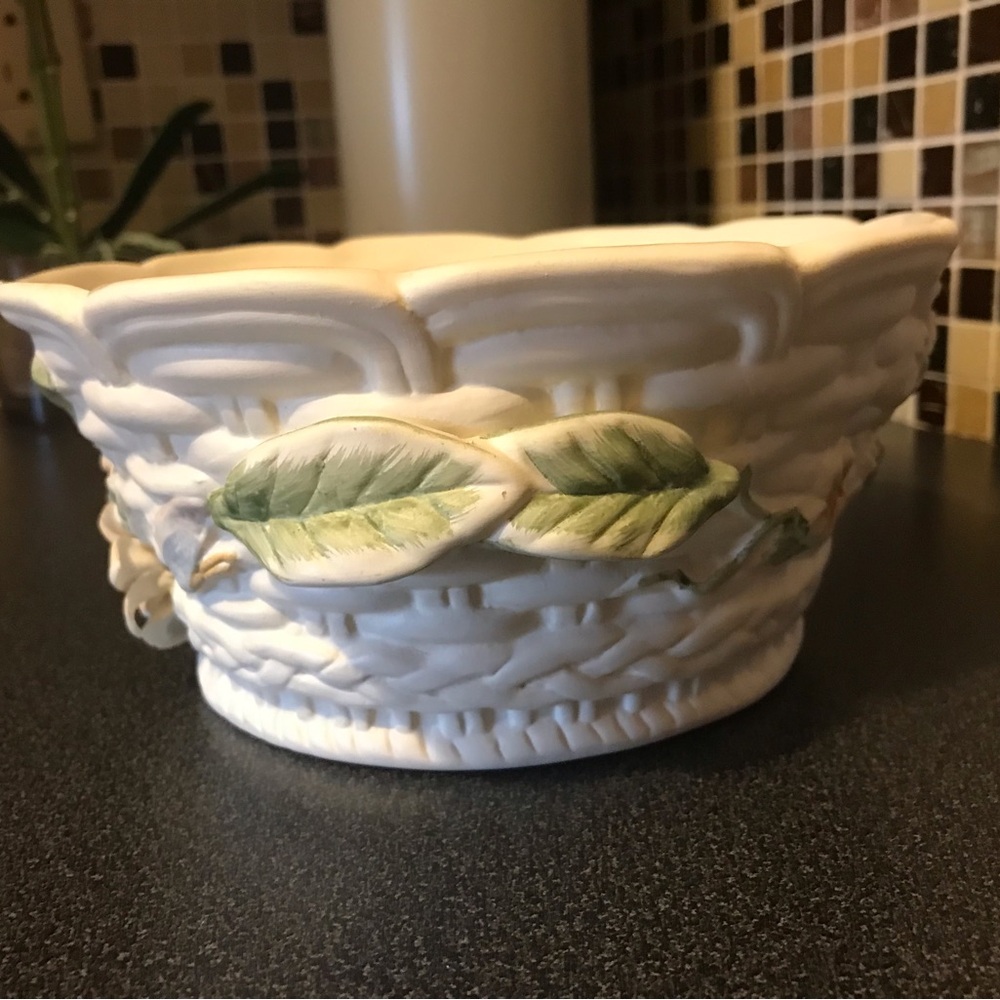 Decorative Floral Ceramic Planter - White with Multicolor Flowers - Picture 2 of 7